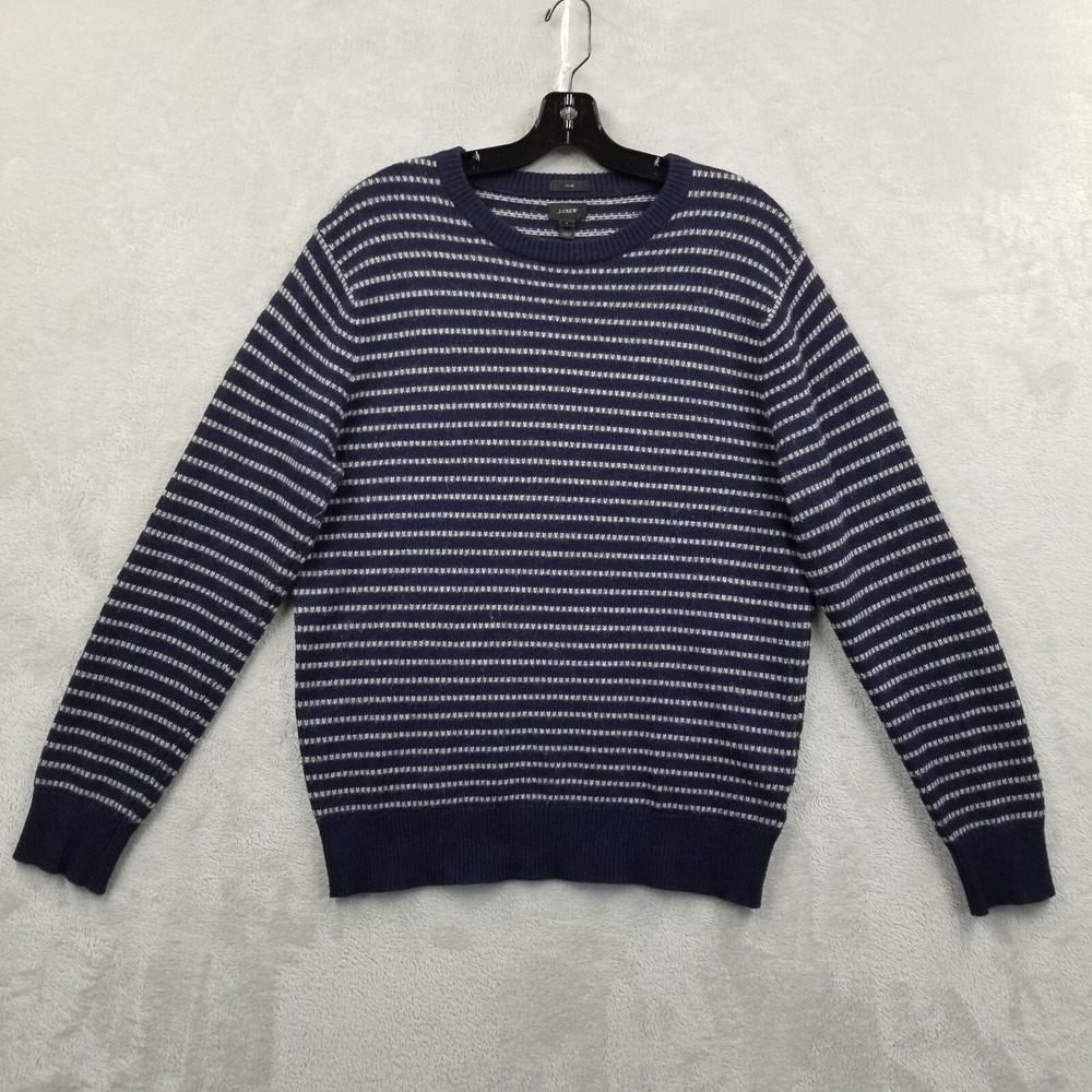 J Crew Sweater Men L Striped Merino Wool Alpaca Crew Neck Long Sleeve Pullover